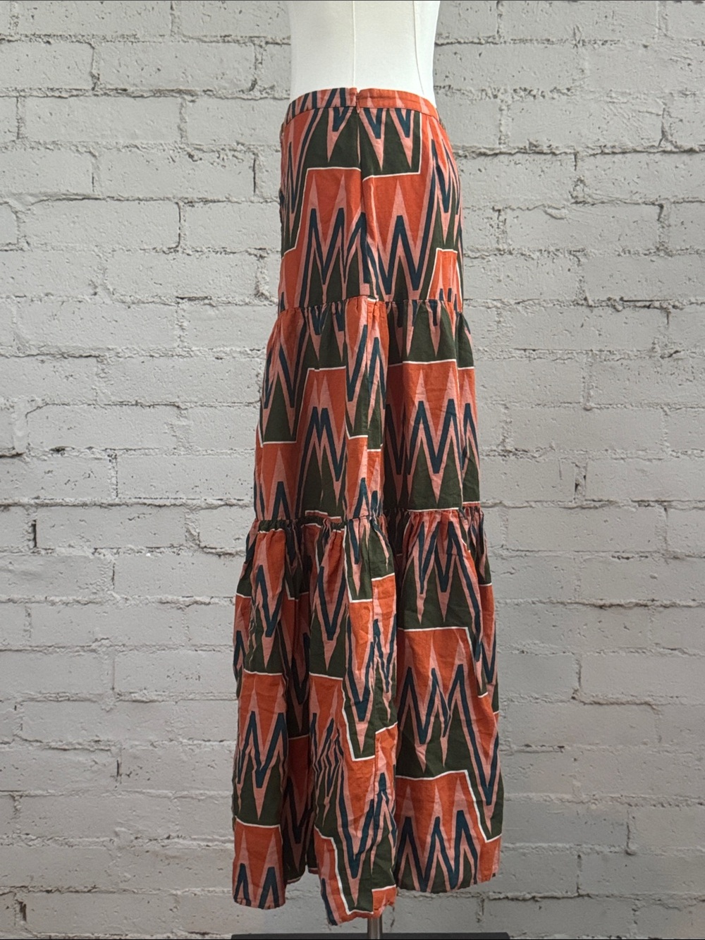 Veronica Beard Sundance Abstract Linen Button-Front Tiered Maxi Skirt Size S - Picture 8 of 15